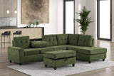 front view of Heights green reversible sectional sofa with storage ottoman