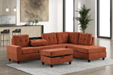 Front view of Heights rust orange reversible sectional sofa with storage ottoman