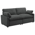 Dark grey fabric Collins Modular Power Loveseat front view