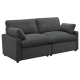 Dark grey fabric Collins Modular Power Loveseat front view