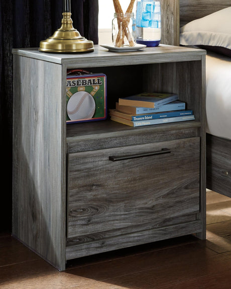 Baystorm Gray Nightstand angled view