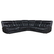 Hewitt black leather power reclining sectional sofa front view