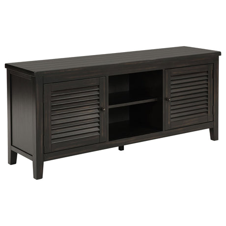 Concord 60-Inch 2-Door TV Stand Console in Distressed Java, front view