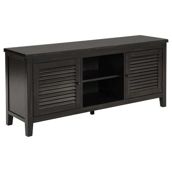 Concord 60-Inch 2-Door TV Stand Console in Distressed Java, front view