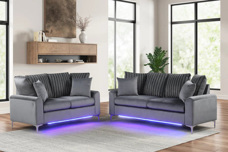Celina Charcoal 2-Piece Sofa and Loveseat Set front angle