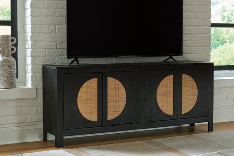 A4000575 Black and Natural Accent Cabinet front view