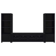 Jupiter Entertainment Center black 3-piece set with 79-inch TV stand front view