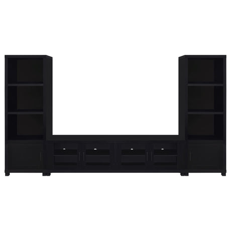 Jupiter Entertainment Center black 3-piece set with 79-inch TV stand front view