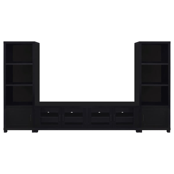 Jupiter Entertainment Center black 3-piece set with 79-inch TV stand front view