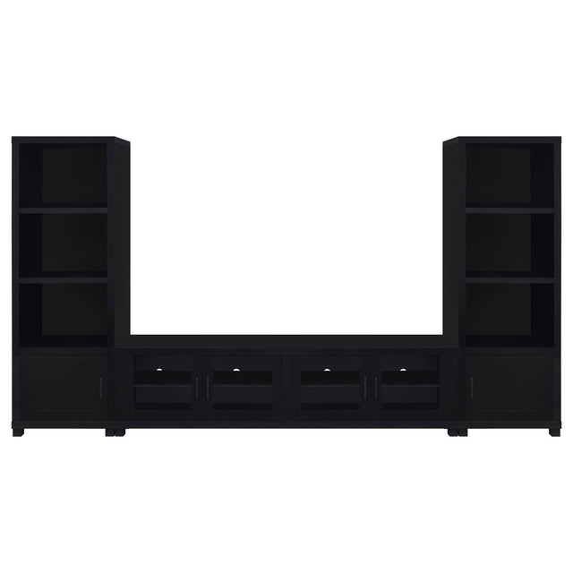 Jupiter Entertainment Center black 3-piece set with 79-inch TV stand front view
