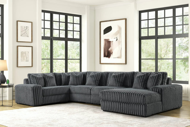 Seasons charcoal 5-piece sectional sofa front angle