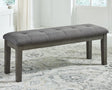 Hallanden Two-tone Gray 50 inch dining bench front angle
