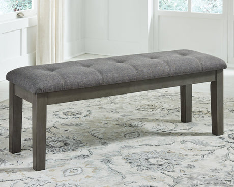 Hallanden Two-tone Gray 50 inch dining bench front angle