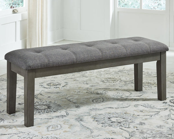 Hallanden Two-tone Gray 50 inch dining bench front angle