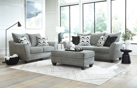 Front view of Selina Gray Oversize Gray Chenille Sofa and Loveseat Set