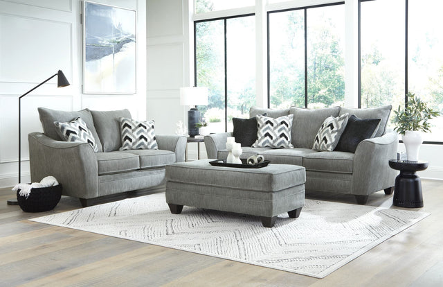 Front view of Selina Gray Oversize Gray Chenille Sofa and Loveseat Set