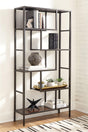 Frankwell Brown and Black Contemporary Bookcase front angle view