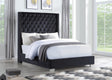 Lomuna Black Velvet Upholstered Tufted Queen Bed facing front