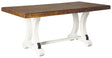 Valebeck Dining Table with Two-Tone White and Brown Finish - Front View