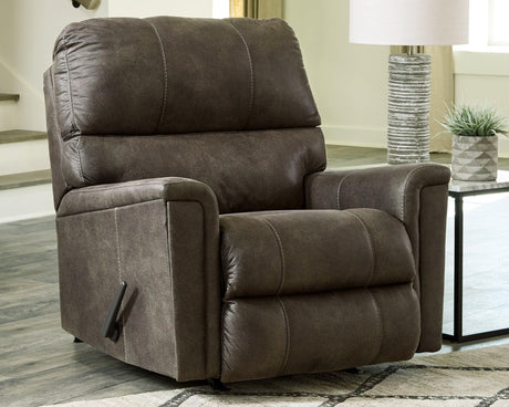 Main front view of Navi Smoke Faux Leather Recliner