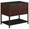 Zimmerlee Rust Brown 2-Drawer Side Table with Shelf, front view