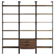 Owens 3-piece walnut wall-mounted bookshelf set front view