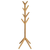 Margaret solid wood coat rack with 8 hooks in natural oak finish, front view