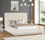 Mariah Beige Upholstered Platform King Bed frontal view