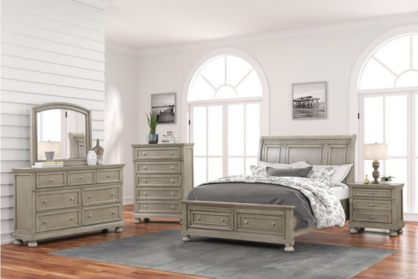 Magnolia Light Gray Storage Sleigh Bedroom Set main view bed