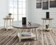 Bolanbrook Two-Tone Table Set of 3, front view showing coffee and end tables