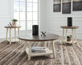 Bolanbrook Two-Tone Table Set of 3, front view showing coffee and end tables