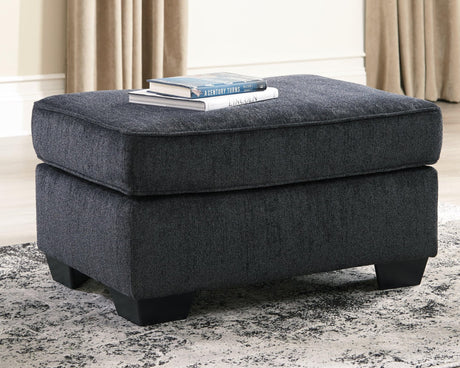 Altari Slate Chenille Ottoman angled front view