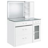 Flora vanity set white high gloss with LED mirror front view