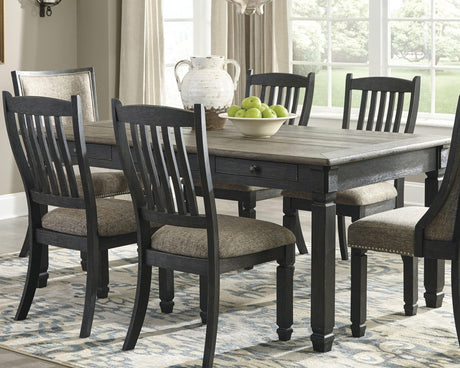Tyler Creek Black and Gray Dining Table angled view