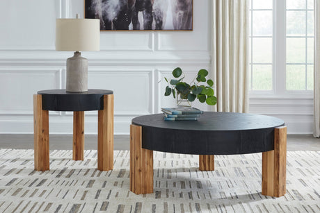 Breenmore Black and Natural Cocktail Table top view