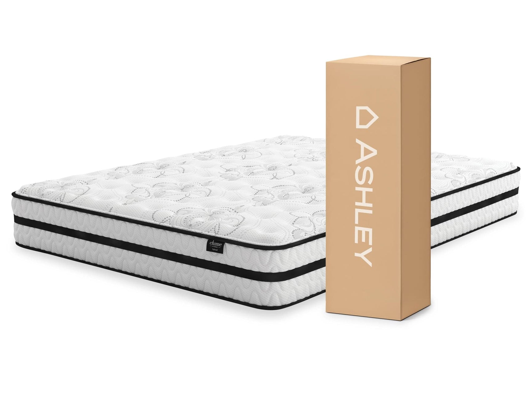 Chime 10-Inch Hybrid Twin Mattress in a Box, white, front view
