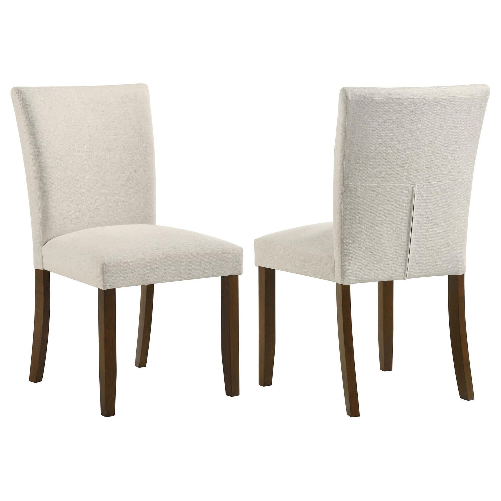 Cantley beige upholstered dining side chair, front angle