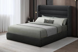 Hero Black Upholstered Bluetooth Speaker Platform Queen Bed front view
