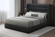 Hero Black Upholstered Bluetooth Speaker Platform King Bed - front view