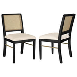 Arini Black Rattan Cane Dining Side Chair front view