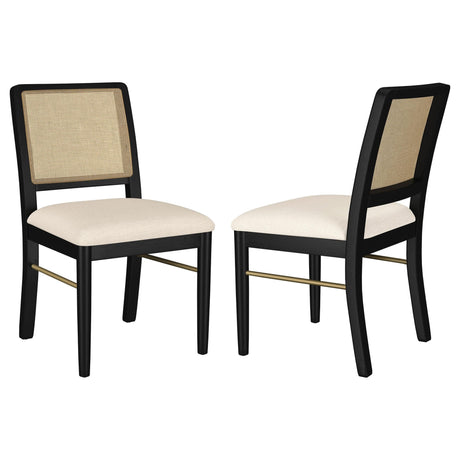 Arini Black Rattan Cane Dining Side Chair front view