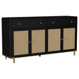 Arini black 2-drawer cane door dining sideboard server angled view