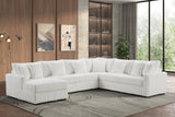 Solana Beige sectional sofa main view with beige corduroy upholstery