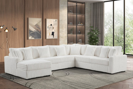 Solana Beige sectional sofa main view with beige corduroy upholstery