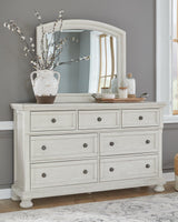 Front view of Robbinsdale Antique White Dresser and Mirror in antique white finish