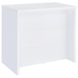 Topanga white engineered wood freestanding home bar front view