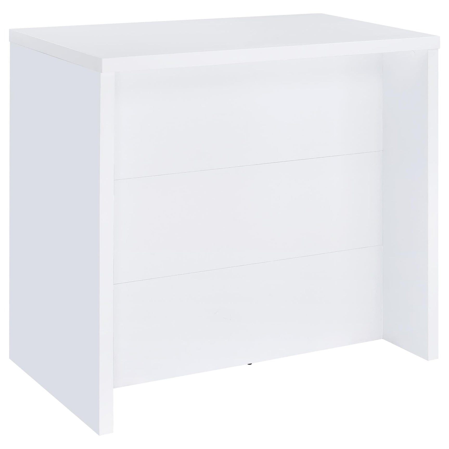 Topanga white engineered wood freestanding home bar front view