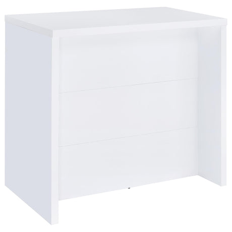 Topanga white engineered wood freestanding home bar front view