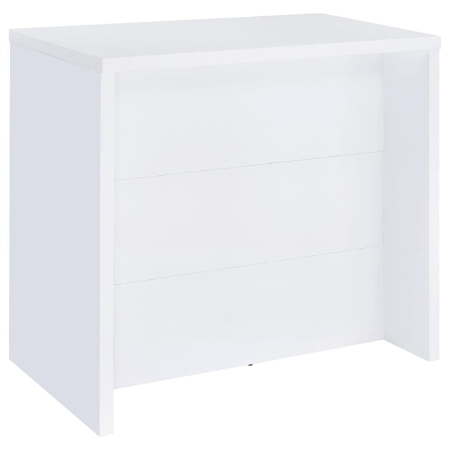 Topanga white engineered wood freestanding home bar front view