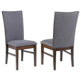 Sherwood grey upholstered dining side chair front view